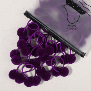 10pcs Girls Double Plush Ball Hair Ropes Set For Kids Solid Color Scrunchies Elastic Hair Bands Hair Accessories Wholesale