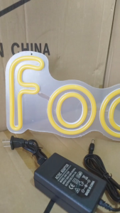 ป้ายไฟ LED ตัวอักษร Food แบบอะคริลิค ตกแต่งร้านอาหารและบาร์