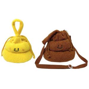 Women Poo Shoulder Bag Funny Plush Drawstring HandBag Soft Drawstring Closure Versatile Prom Party Outdoor