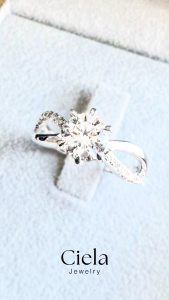 💍แหวนเพชรแท้ Lab Grown (CVD) Certificate IGI l น้ำ 100 (D Color) & เพชรล้อม 0.18 กะรัต l Silver 92.5%