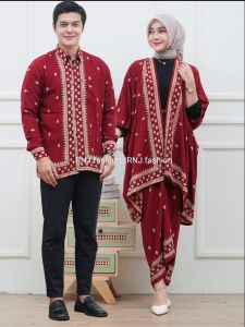 couple set cardigan kemeja pria lengan panjang batik rayon motif canai