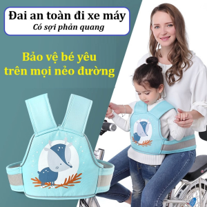 Đai đi xe máy an toàn cho bé từ 1-12 tuổi - Có sợi phản quang khi đi ban đêm