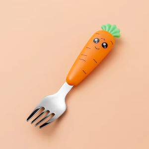 1pcs cartoon radish stainless steel spoon and fork plastic handle childrens tableware with storage box