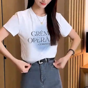 Shalldoer | เสื้อยืดแขนสั้นลายตัวอักษรสไตล์เกาหลีสำหรับผู้หญิงในช่วงฤดูร้อนปี 2025 เสื้อเชิ้ตทรงหลวมสบาย ๆ สไตล์ลำลอง