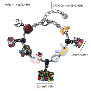 The Amazing Digital Circus Enamel Charms Bracelet Cartoon Figure Zooble Jax Pomni Pendant Beads Bangle Fashion Accessories Gifts