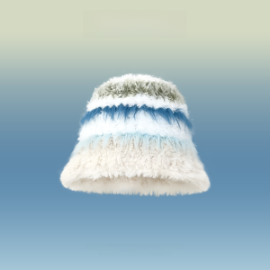 K-style Rabbit Fur Knitted Fisherman Hat Womens Autumn and Winter Color Matching Stuffed Warm All-Matching Face-Looking Small Ear Protection Beanie Hat Tide