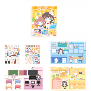 H2Z Enjoy the Reusable Jelly Stickers Book with Captivating Cute Pomelo Sisters Scenes for Children SZ283