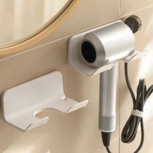 Hair Dryer Holder Rack Wall Mounted Adhesive Hair Straightener Dryer Holder No-drill Bathroom Organizer Storage Rack Accessories