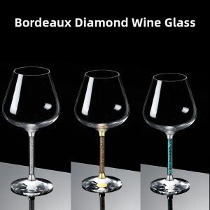 Single Diamond and Gold Foil Crystal Glass Bordeaux Wine Glass Large Capacity