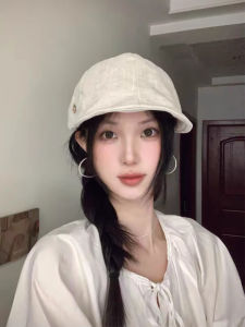 BILLI ZILLY | Japanese Style Artistic Cotton Linen Beret Hat Womens Summer Thin Breathable Sun Protection Duckbill Retro Versatile Cap