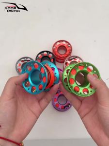 1PCS 15M/30M Scuba Diving Aluminum Alloy Spool Finger Reel with Stainless Steel double ended hook SMB Equipment Cave Dive
