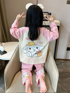 New 2025 Girls Sleepwear Cotton Long Sleeve Home Clothes Set for Spring Autumn Cute Cartoon Style Pure Cotton Comfortable Kids