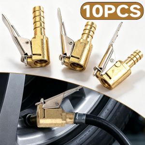 Car Tire Inflator Chuck 6mm/ 8mm Clip on Air Chuck Locking Mechanism One Hand Operation Brass Core for Truck Motorcycle Inflator