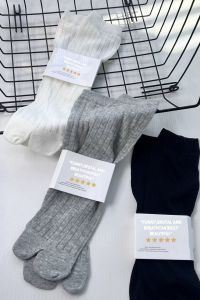 Ultra-Thin Two-Toe Socks Grey Stripe Pure Color for Split-Toe Shoes Non-Slip Mid-Calf Sports Cotton Socks Womens Summer