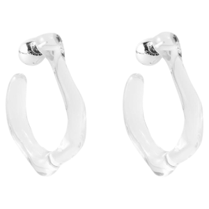 MUYANG | Muyang White Ling Resin Earrings 925 Silver Womens Fashion Jewelry Elegant Luxury Transparent Ear Cuff Non-Embedded