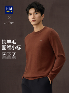 Pure Wool Knitted Sweater for Men Business Casual Black Woolen Shirt Soft Straight Cut Long Sleeve round Neck Basic Style