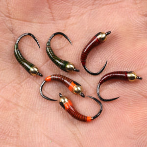 6pcs Sinking Perdigone Nymph Bead Head Peacock Quill Perdigone Nymph Fly Trout Fishing Lure Baits