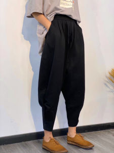 กางเกงวอร์มทรงฮาราจูกุสไตล์เกาหลีสำหรับผู้หญิง ทรงหลวมสบาย ๆ สีสันสดใส เอวยางยืด ความยาวปานกลาง