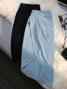 กระโปรงสั้นทรงเอเอวสูงผ่าหน้าด้านข้างสำหรับผู้หญิงในช่วงฤดูร้อนปี 2021 กระโปรงทรงเอทรงเข้ารูปสไตล์ OL ทรงเข้ารูปไม่สมมาตร