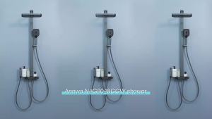 ANNWA 4-in-1 Professional Shower System with Full Brass Body & Easy-Clean Nozzles: 11.81inch Rainfall Handheld High-Pressure Bidet Concealed Outlet | All Piano Keys & Angle/Temp Control  R5 Pro/shower set for bathroom