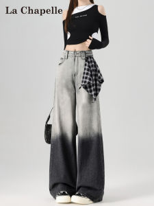 La Chapelle | Quần Jeans Chân Rộng Phong Cách Retro Mỹ Phai Màu Thun Cao Slim Loose