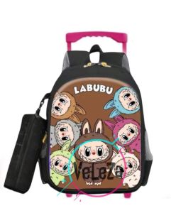 Tas ransel troli anak labubu tas sekolah anak perempuan TK SD tas ransel troli anak tas dorong tas troli tas anak