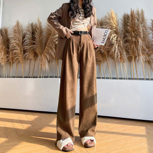High Waist Corduroy Wide Leg Pants Womens Autumn Spring 2025 New Style Shanenil High Waist Drape Straight Leg Suit Pants