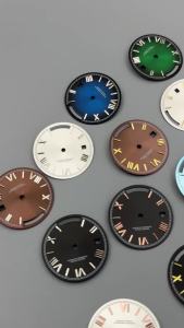 29MM Sterile Sky Blue Coffee Grey White Green Sunberst Watch Dial Roman Mark Dual Calendars Fit Miyota 8285 Movement Watch Parts