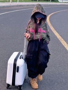 เสื้อสเวตเตอร์คอปกตัวเมียลายพราง ฤดูใบไม้ผลิและฤดูใบไม้ร่วง เสื้อคลุมกันหนาวสั้นสำหรับเด็กผู้หญิง ชุดเด็ก แฟชั่นฤดูใบไม้ร่วง