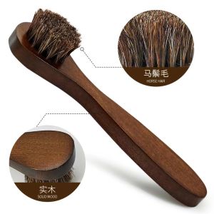 Soft Horse Hair Shoe Brush for Velvet Surface Leather Cleaning Dust Removal Oil Application Shoe Care Tool