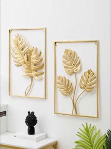 WallDecor Hiasan Dinding Frame Metal Gold / EMAS Daun Leaf Ginko Scandinavian/ WALL Decor Nordic /Ornaments / Pajangan Besi / Tropical/ Pajangan Dinding