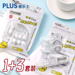 plus Pleurost Rectangular Tape 1+3 Super Value Set WH-635R Core Replacement Pen Style for Middle And Primary School Students High Capacity