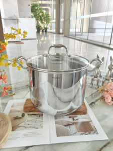 หม้อซุปสแตนเลส ChockMen 18/10 ขนาดใหญ่ หม้อตุ๋นห่าน 6-14 ลิตร ด้ามจับเชื่อมแบบจุด 22-26-28-30 ซม อุปกรณ์ทำครัว