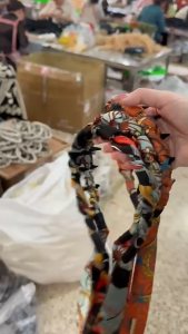 LOYO Colorful Printed Satin Ribbon Braided Headband Women Streamer Hair Tie Hairband Headwear