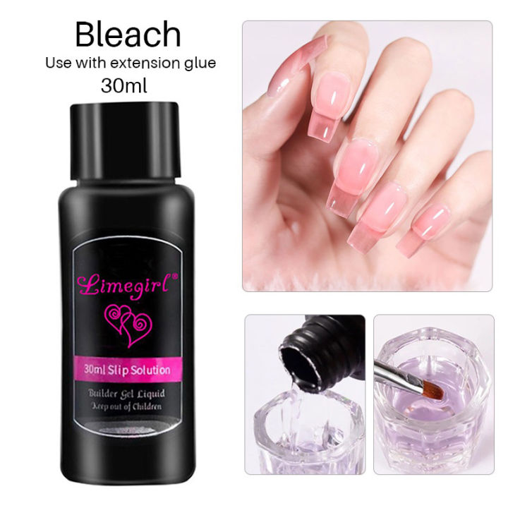 Poly Nail Gel Slip Solution - 60ml 2fl.Oz Extension Nail Gel Slip Solution  Anti-Stick Nail Extension Gel Solution With Dual-Ended Brush Cup Nail Clip  Travel Bottle Slip Solution For Poly Gel Nails