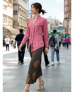 Kebaya kartini modern atasan polos lengan panjang kain katun mikro premium