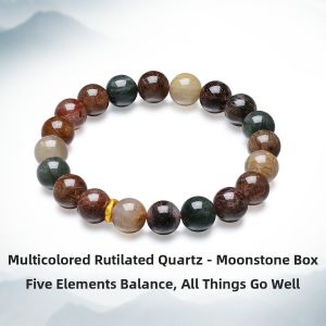 Lucky Gold Bead Bracelet Colorful Gemstone