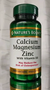 Natures Bounty Calcium Magnesium Zinc with Vitamin D3 100 Coated Caplets Reduce the risk of Osteoporosis healthy