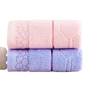 2pcs Pink Lilac Cotton Towels 34x74cm/70x140cm Embroidered Hotel Bathroom Towels For Adult Quick-Dry Thicken Face Bath Towels