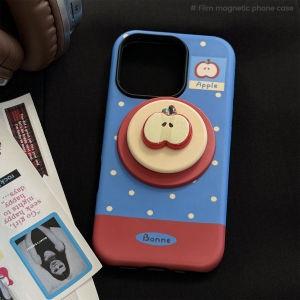 Retro Color Collision Polka Dot Magnetic Stand Mobile Phone Case for iPhone Creative Minority Artistic Fresh Style Girls Heart