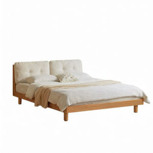 WEISHA | Solid Wood Upholstered Double Bed