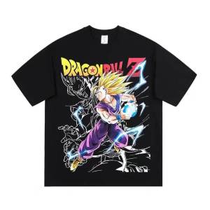 Bandai | Dragon Ball Super Saiyan European Print Pattern T-shirt Casual Short-sleeved T-shirt Casual and Comfortable Parent-child Outfit