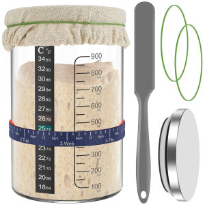 Sourdough Starter Jar Kit 900ml Clear Glass Sourdough Starter Container Baking Fermentation Jars Food Storage Kitchen Tools