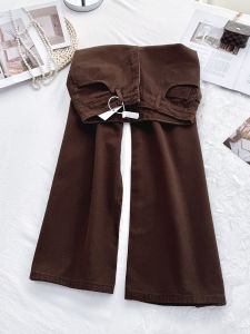 QINGNAER | Stylish Wide Leg High Waist Jeans Female Loose Slim Fit Versatile