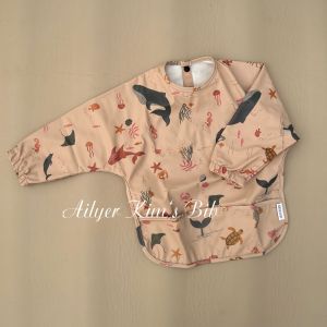 Waterproof Oil-resistant Dinosaur PU Leather Bibs for Eating And Drawing Anti-drip Clothes for Children Aged 0-4 Years Old