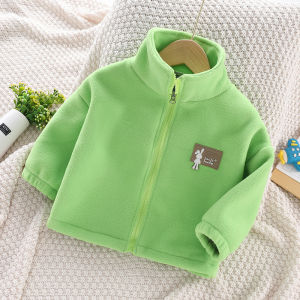 Kids Stuffed Outwear Spring and Autumn Style Western Style Double-Sided Velvet 1-2-3 Years Old Girl Boy Children Toddler Baby Cardigan