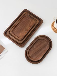 North American Black Walnut Wood Tray Rectangle Home Use Water Cup Placement Solid Wood Tea Tray Wooden Dining Dessert Coffee Tray