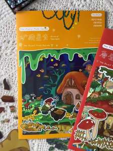 TIANZI 4/8 Pcs Kawaii 3D Landscaping Stickers Cartoon Miniature Scene Visual Stacking Three-dimensional Stickers