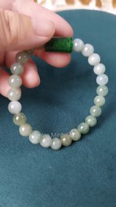 Vòng tay Cẩm Thạch lam dầu size hạt 7.6 li phối viên lu thống Cẩm Thạch Sơn Thủy VIP phong cách độc đáo thời trang | Hoa Minh Gem