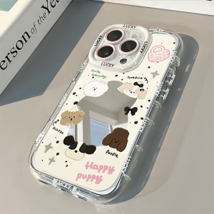 Silicone Phone Case for Xiaomi 17 Full Cover Anti-Fall Cute Cartoon Dog Simple Fashion Transparent Mirror Surface Soft Womens Model